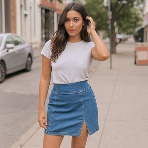 NWT Free People Holding Onto a Dream Denim Mini Skirt Size 4